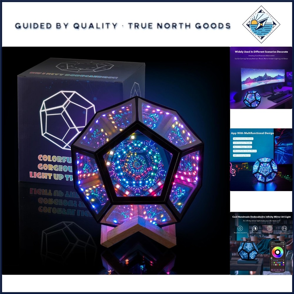 Unique Dodecahedron LED Lamp with Adjustable Brightness for Decorative Lighting