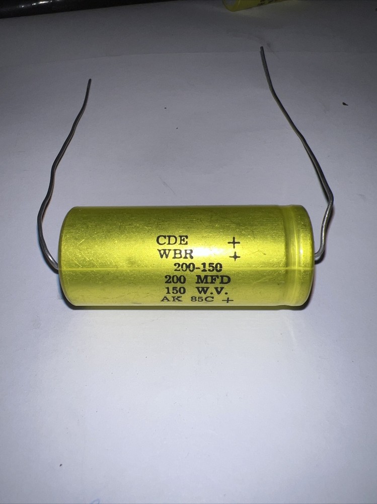 Electrolytic Capacitor 150 VDC 200 MFD 85°C ￼￼Axial Cornell CDE WBR .