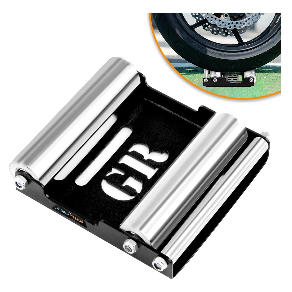 Versatile Motorcycle Paddock Wheel Stand - 485 lbs Capacity for Easy Lubrication