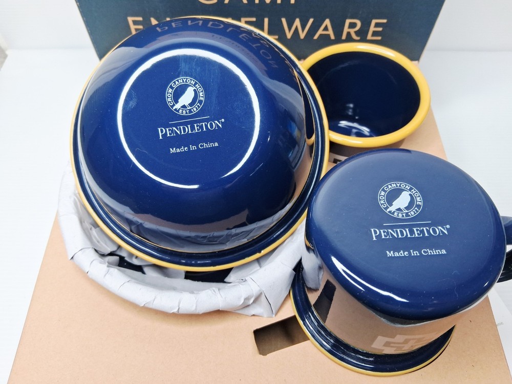Pendleton Camp Enamelware with Crow Canyon Home 6 Piece Place Setting
