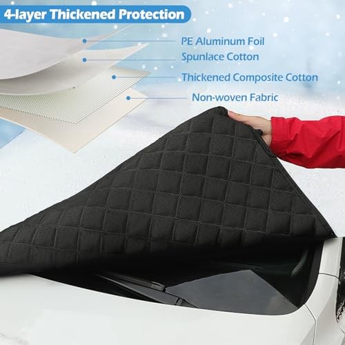 Winter Car Windshield Cover with Rearview Mirror Protector, Large Antifreeze