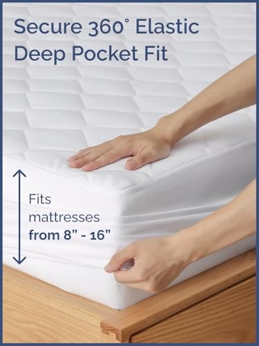 Quilted Fitted Mattress Pad Protector Size - Elastic Fitted Queen White