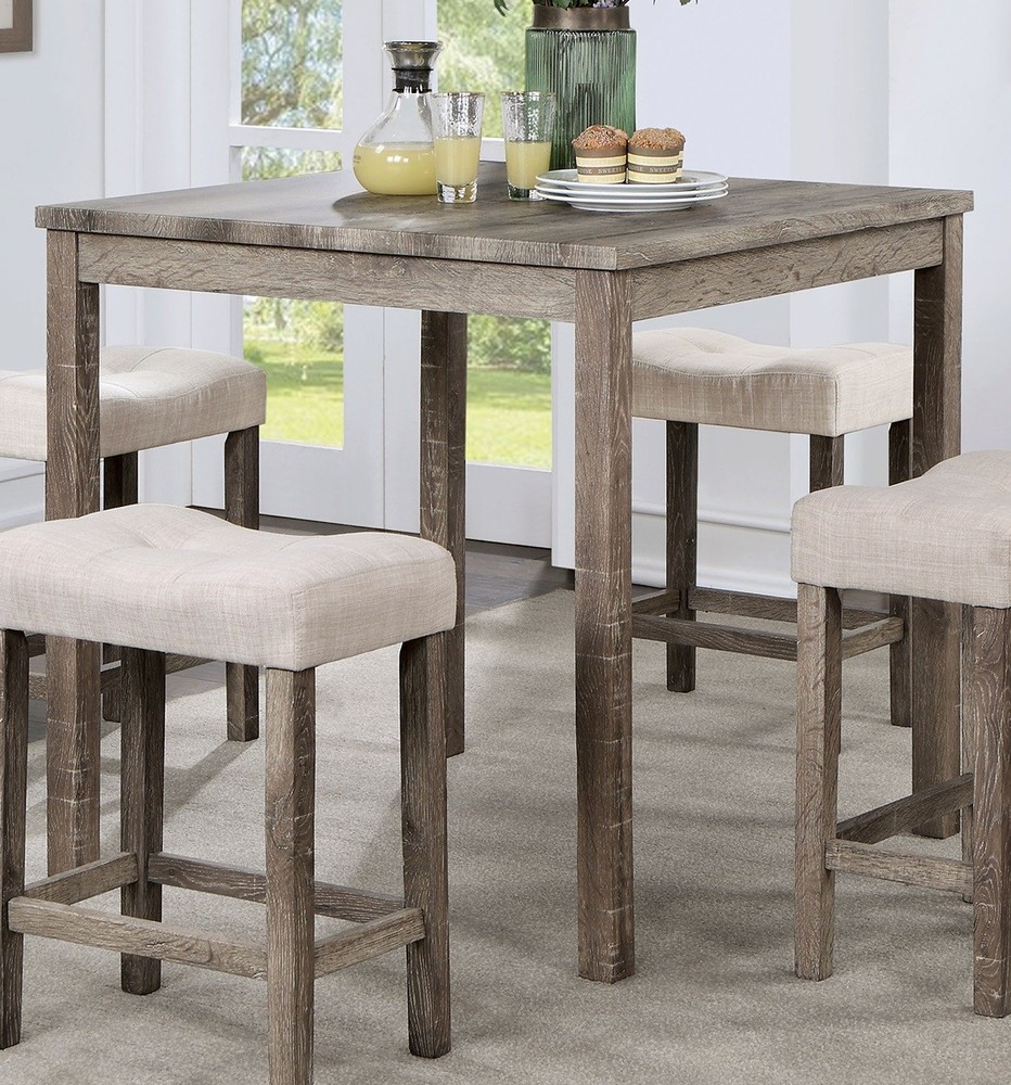 Transitional 5pc Counter Height Dining Set Gray Counter HT. Table and 4x Stool