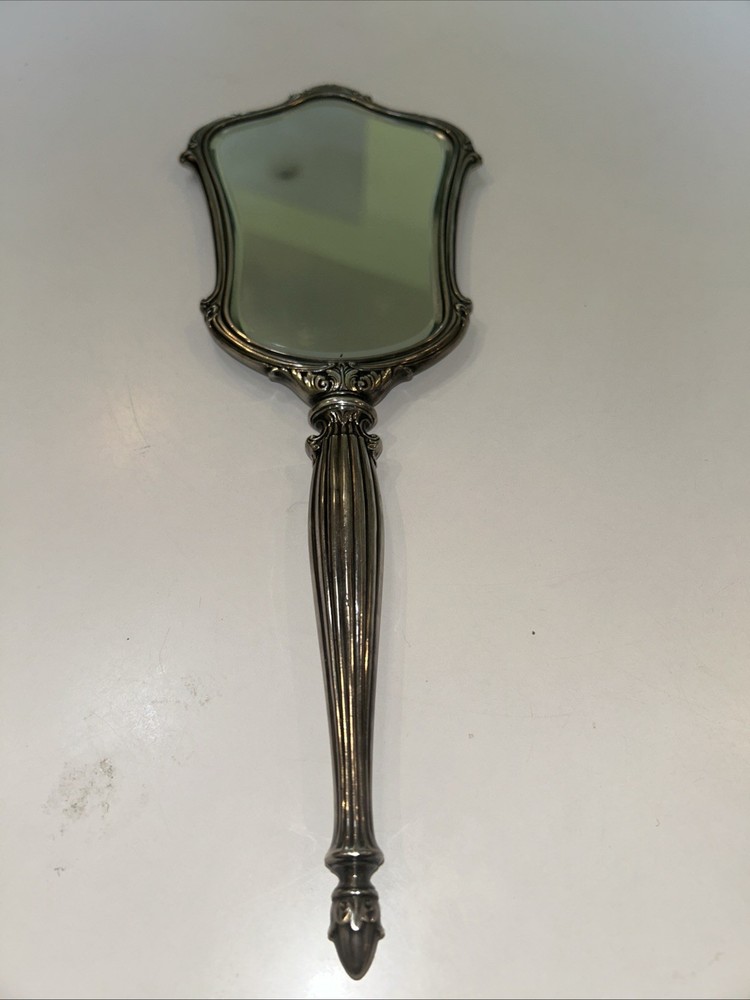 Sterling Silver Hand Mirror Webster Engine Turned Engraved WOW