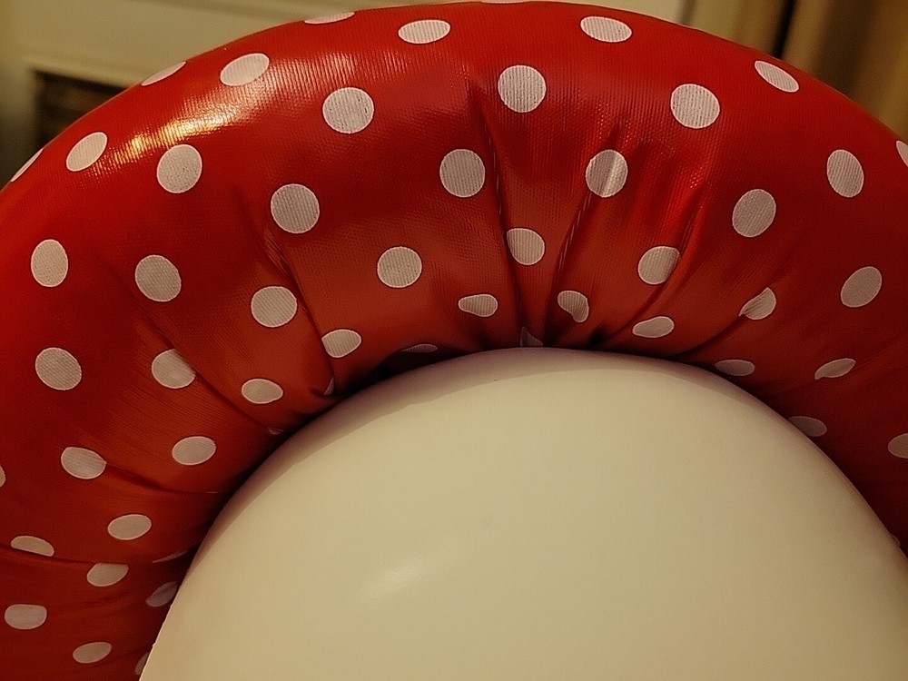 Polka Dot Padded Vinyl Mushroom Toadstool 13" x 13" x 9"