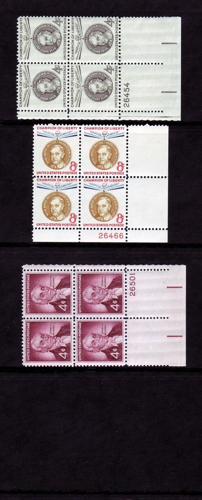 1959 COMMEMORATIVE PLATE BLOCK YEAR SET. (15) DIFFERENT. SCV $15.20