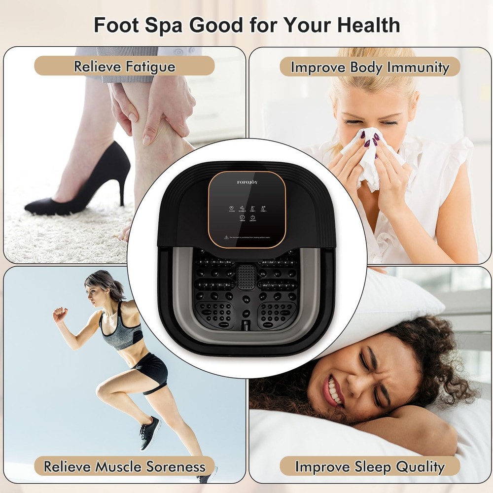 Collapsible Foot Spa Bath with Heat and Massage Roller, Bubble, Temperature C...