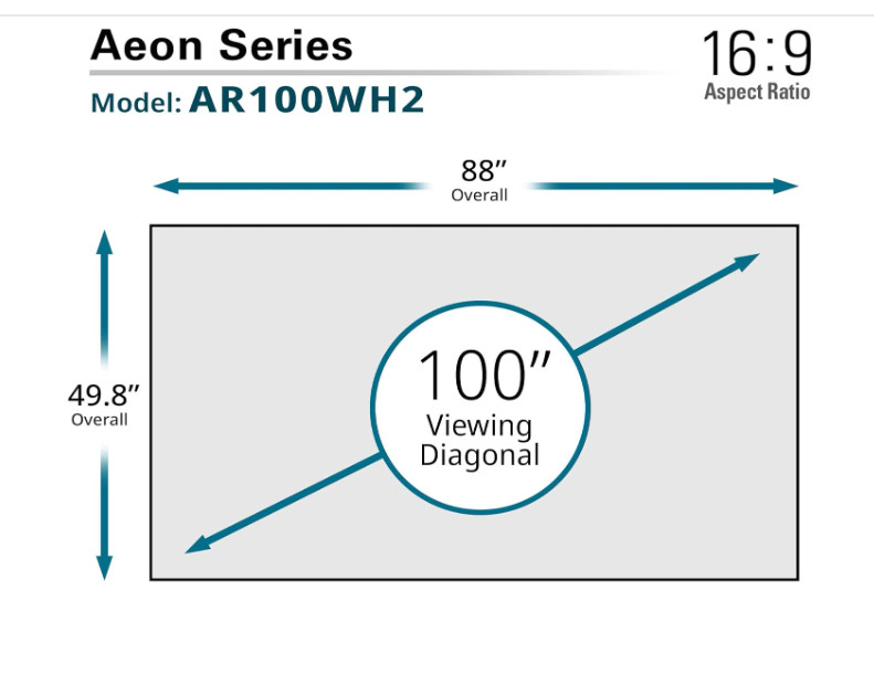 Elite Screens Aeon 100" Wall Mounted Projector Screen Fixed Frame AR100WH2