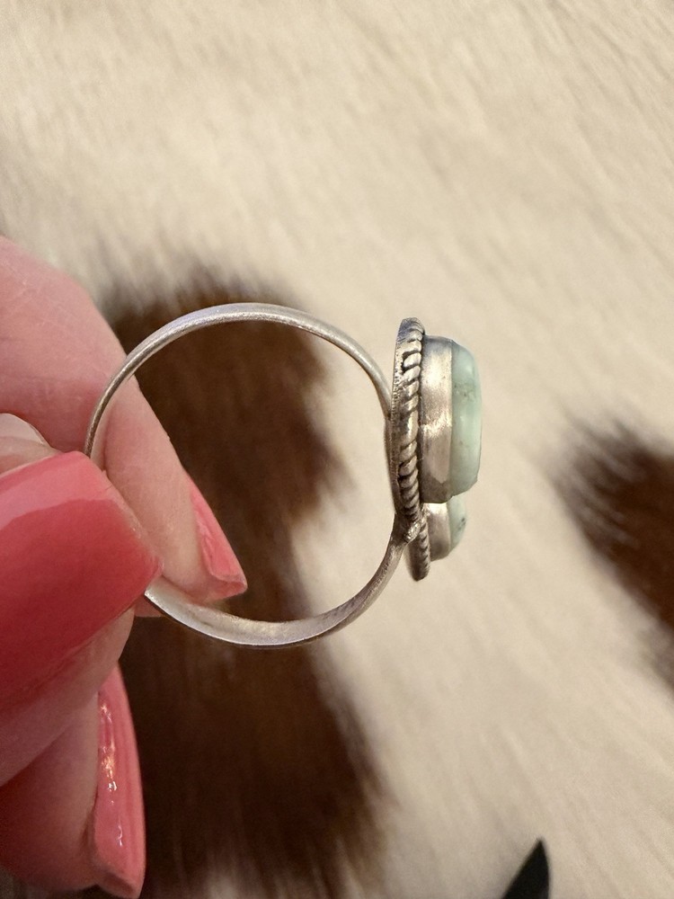 Paloma Variscite 2 Stone Matte Sterling Silver Adjustable By Pass Ring