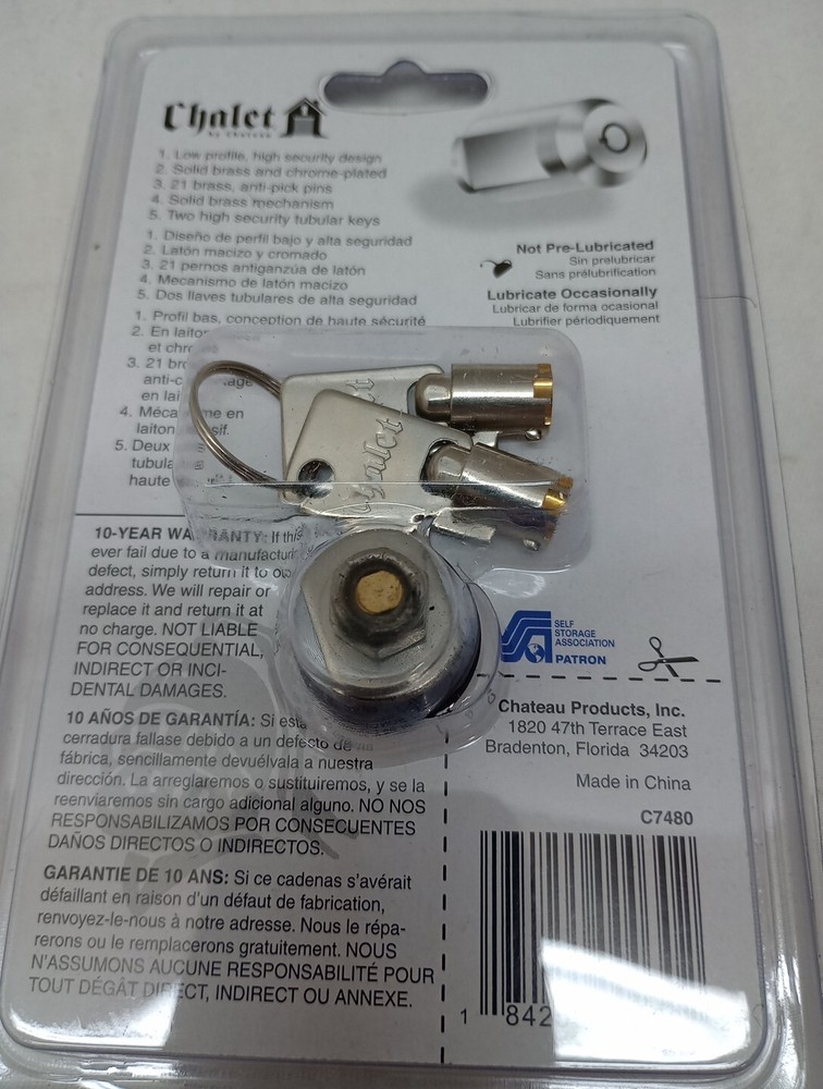 Chalet Cylinder Lock - NEW - Designed For High Security Latching Systems