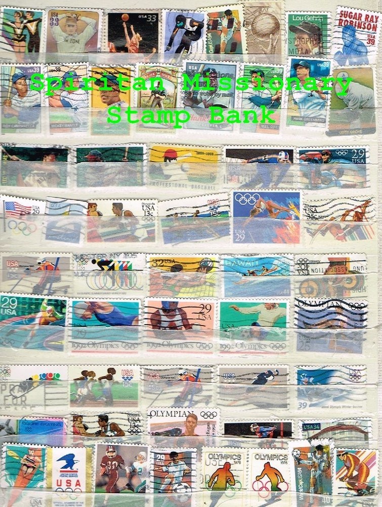 Sports Stamps: 55 Canceled  Assorted US Postage (11-911)