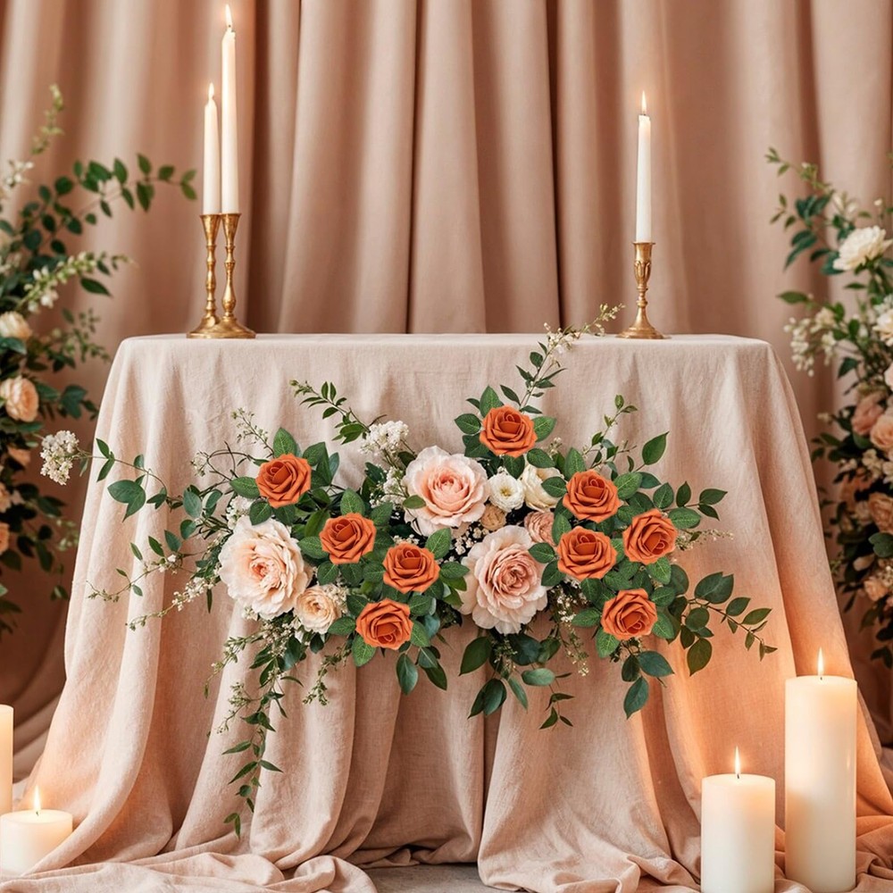 100PCS Burnt Orange Artificial Flowers Real Looking Foam 100,