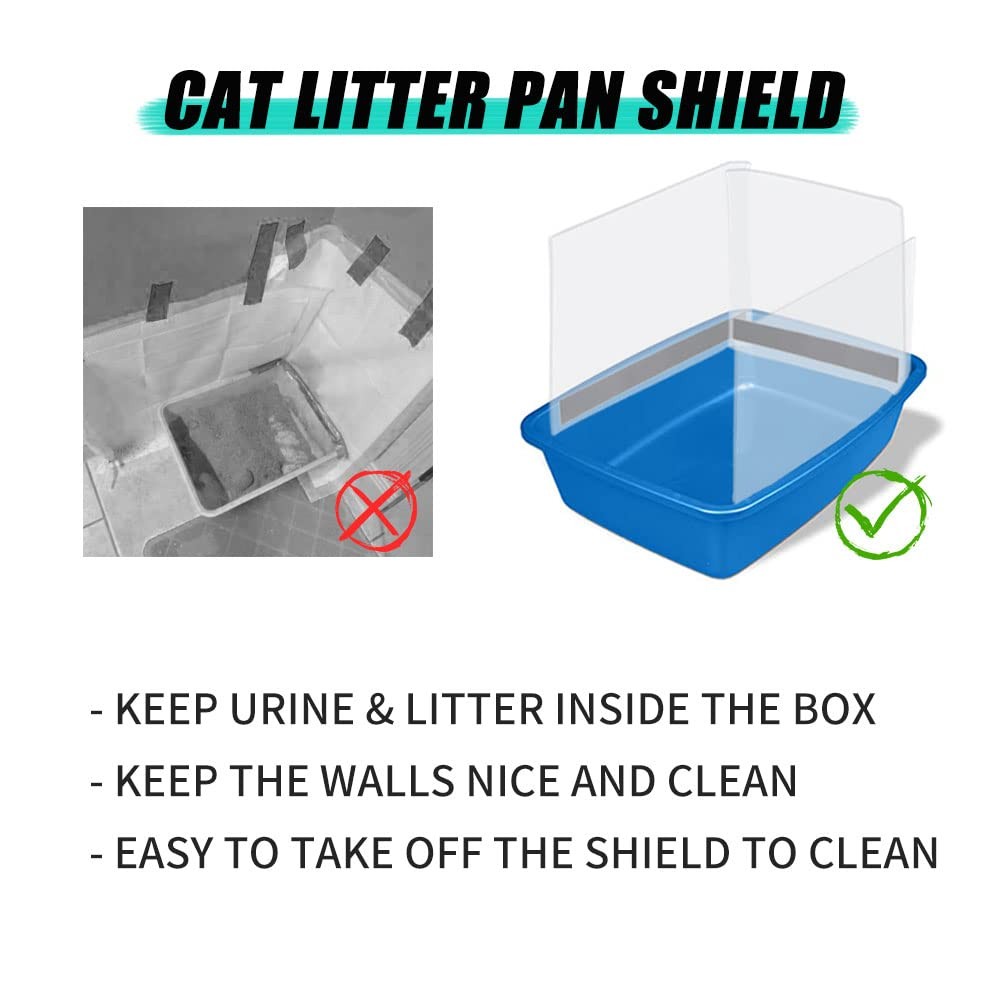 3 Pack Cat Litter Box Pee Shields High Side Open Top Kitty Litter Pan Shield