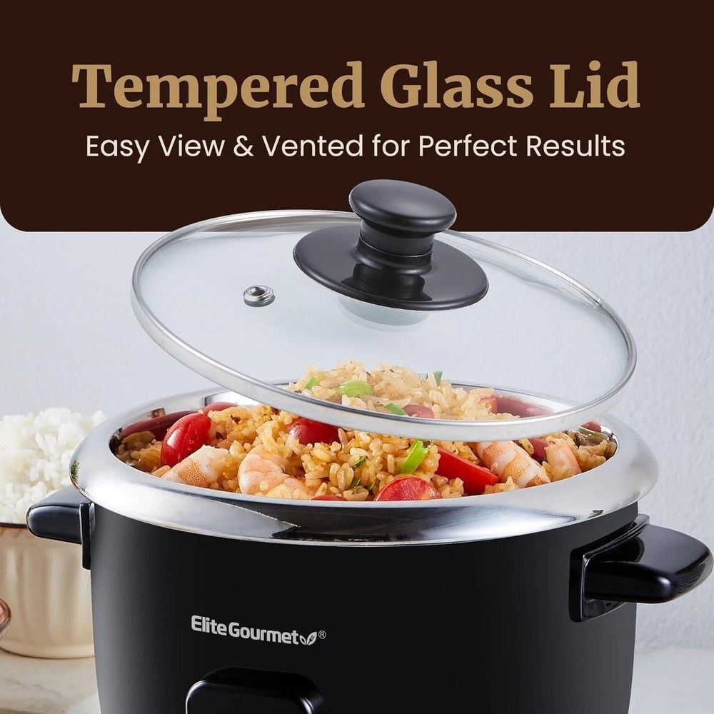 6-Cup Multi-Function Rice Cooker with Durable Stainless Steel Inner Pot - Black