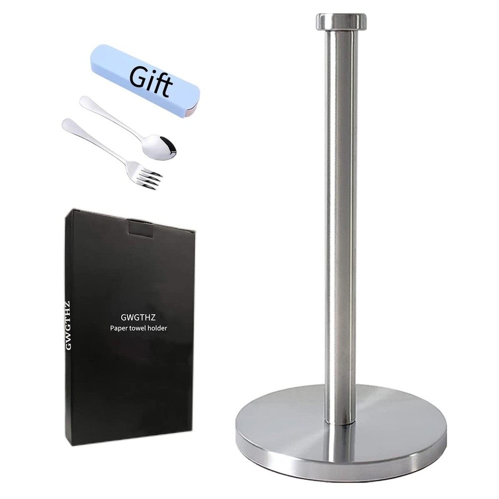 Silver Standing Paper Towel Holder for Kitchen& Bathroom Countertop,Under Cou...