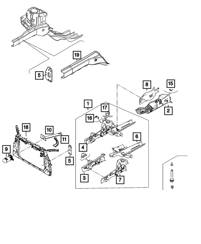 Genuine Mopar Inner Load Path Beam Left 68611891aa