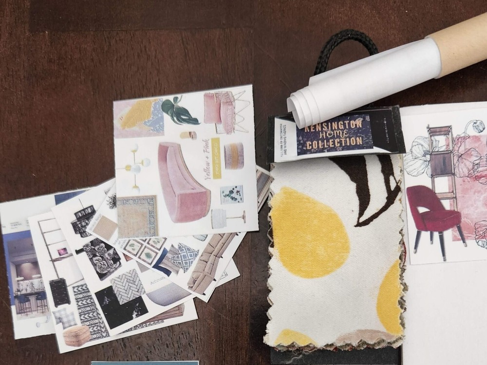 1/6 SCALE Mini Interior Design Set - Blueprints, Paint, Fabric, & Tile Samples