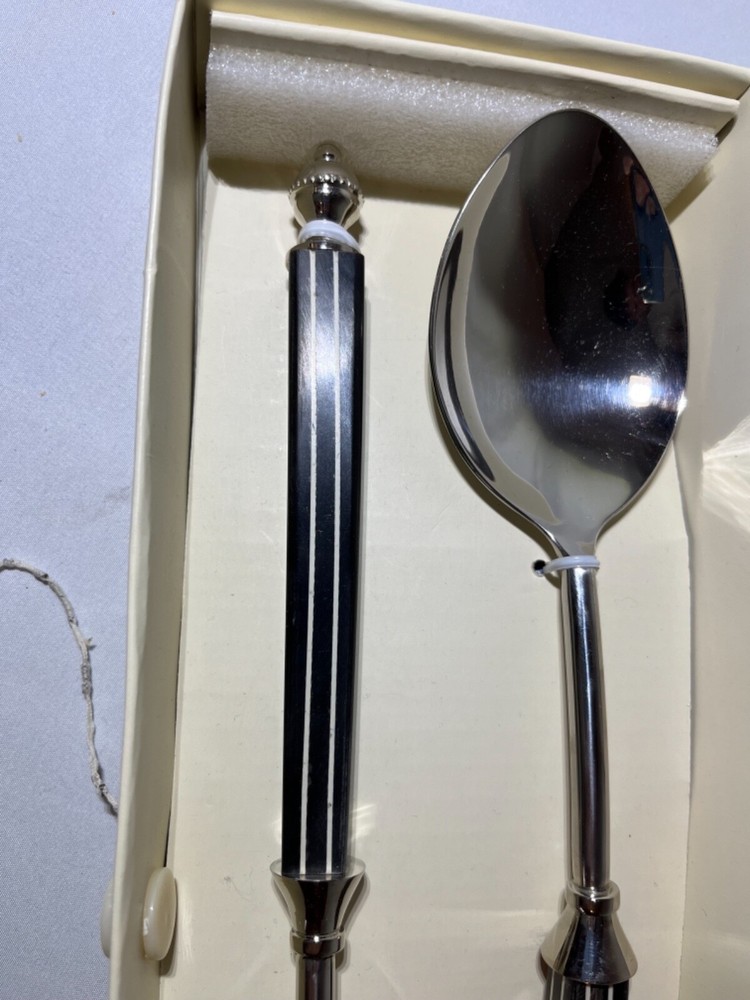 Pottery Barn Serving Set Black and White Stripe - Timeless Look Never Used