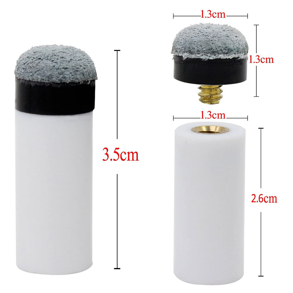 10pack Soft Grey Cue Tips Billiard Replacement Screw-On Tips Pool Cue Stick 13mm
