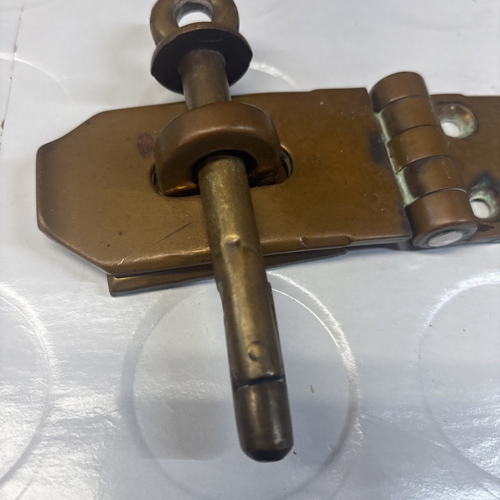 Antique Solid Brass Padlock Hasp Locking Pin Early Industrial Hardware