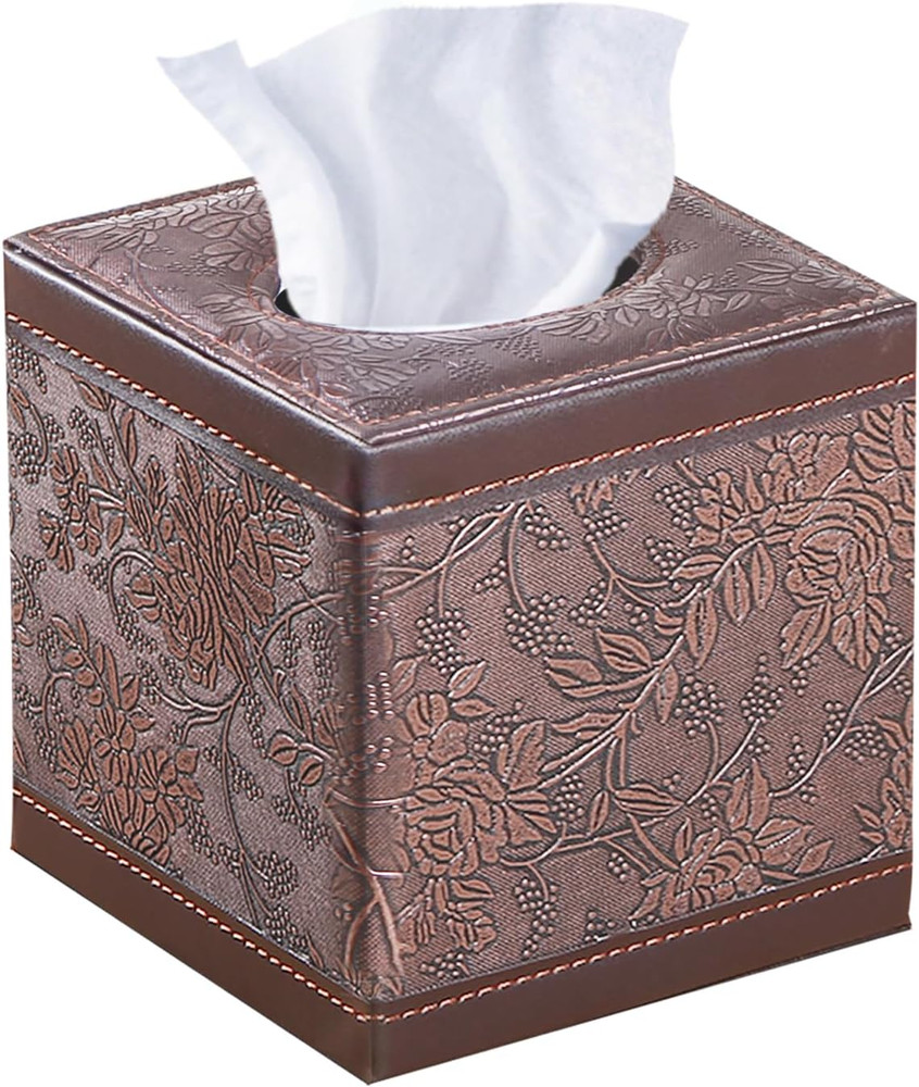 Leather Tissue Box Cover Square,Upgrade 99% Compatible Large Size,Cube Tissue Bo