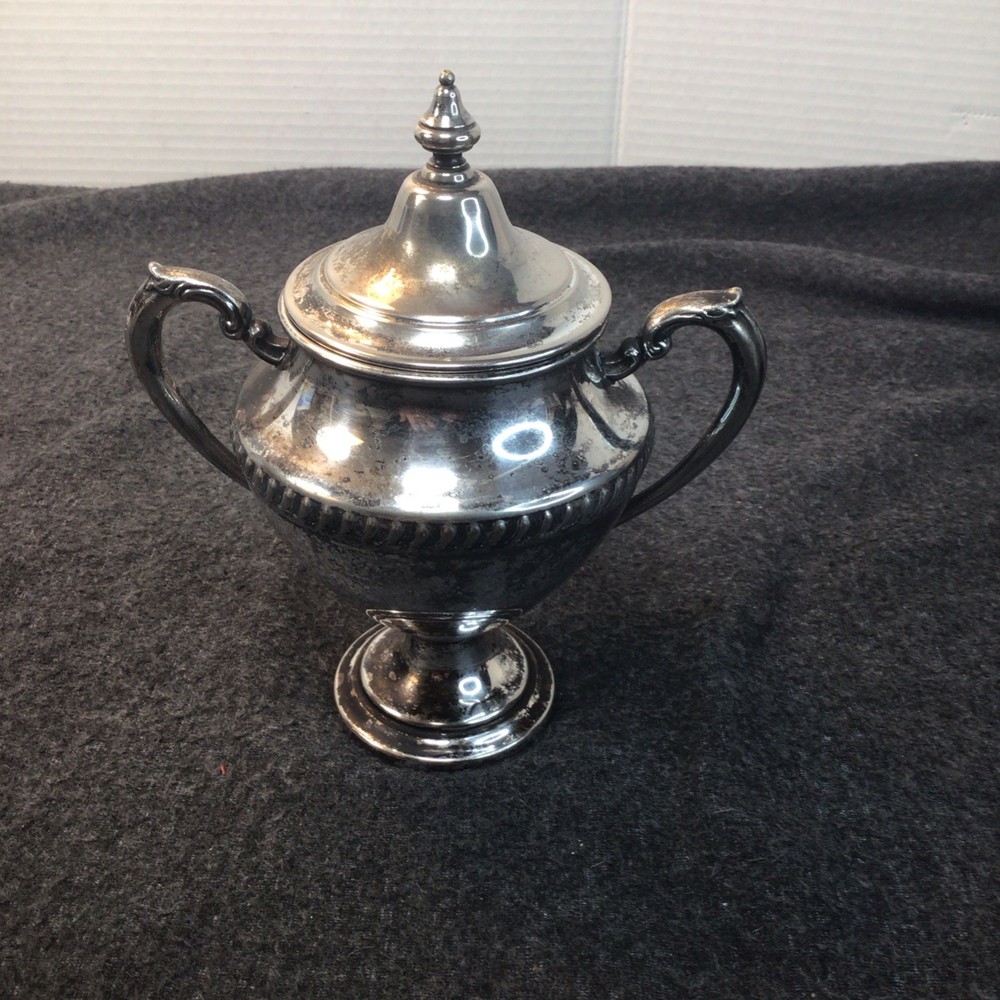 Silver On Copper Sugar Pot, Dish Beautiful Piece. Read Description