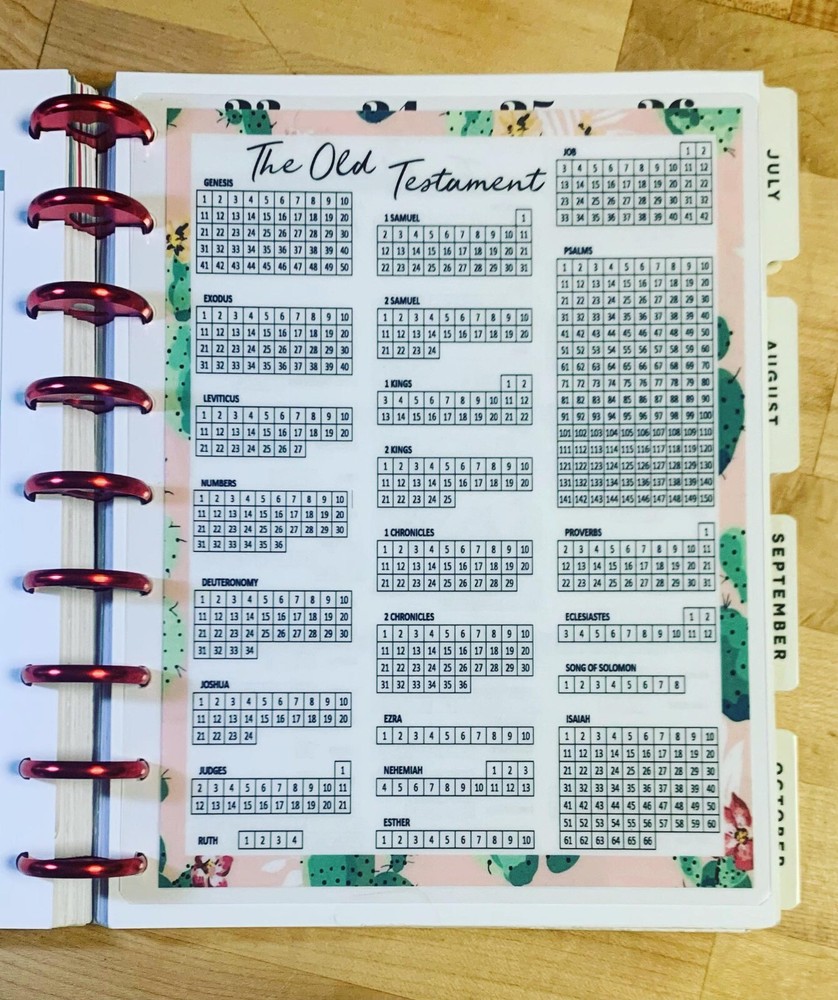 Bible Readings Tracker New/Old Testament Dashboard Insert 4 use w Happy Planner