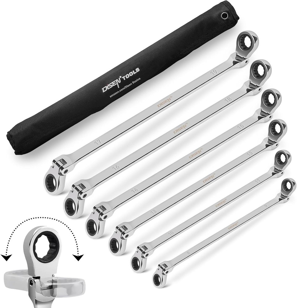 6-Piece Extra Long Flex Head Ratchet Wrench Set