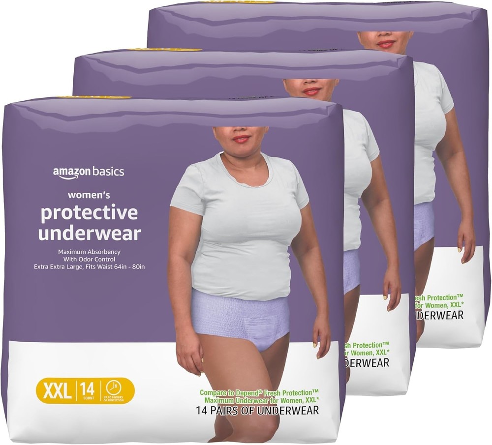 Amazon Basics Women's Protective Underwear, XXL, 42 Count