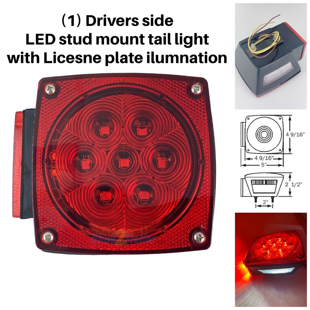 12V LED Submersible Trailer Tail Light Replacement Left street Drivers side DOT