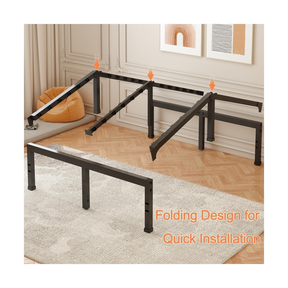 FUIOBYVV King Bed Frame,14 Inch Heavy Duty Metal Platform Bed Frame King Size...
