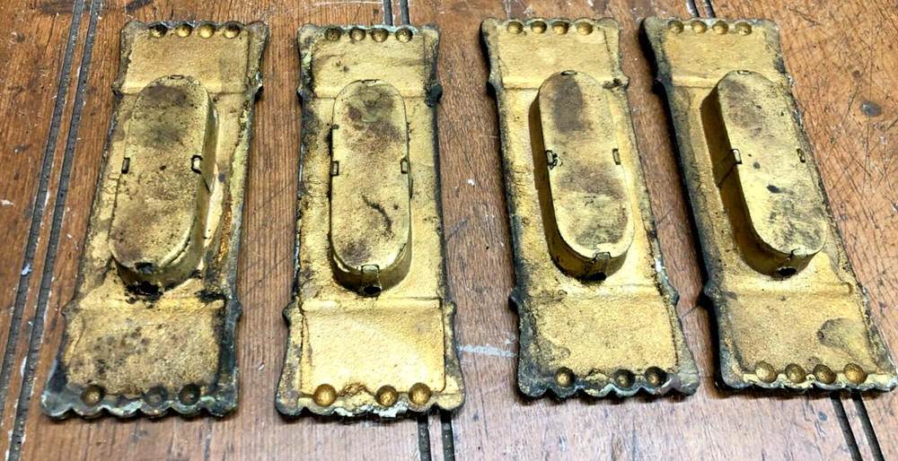 4 Vintage Decorative Heavy Brass Window Sash Pocket Pull Handles