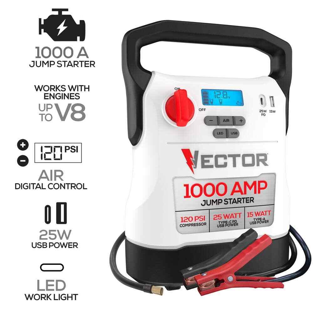 VECTOR 1000 Amp Jump Starter, Compressor, USB Power