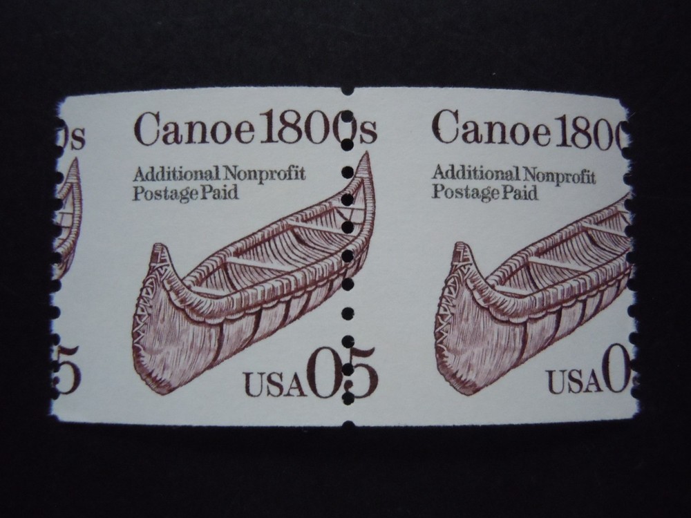 #2453 5c Canoe 1800s  EFO Misperforated Pair MNH OG "Includes New Mount"