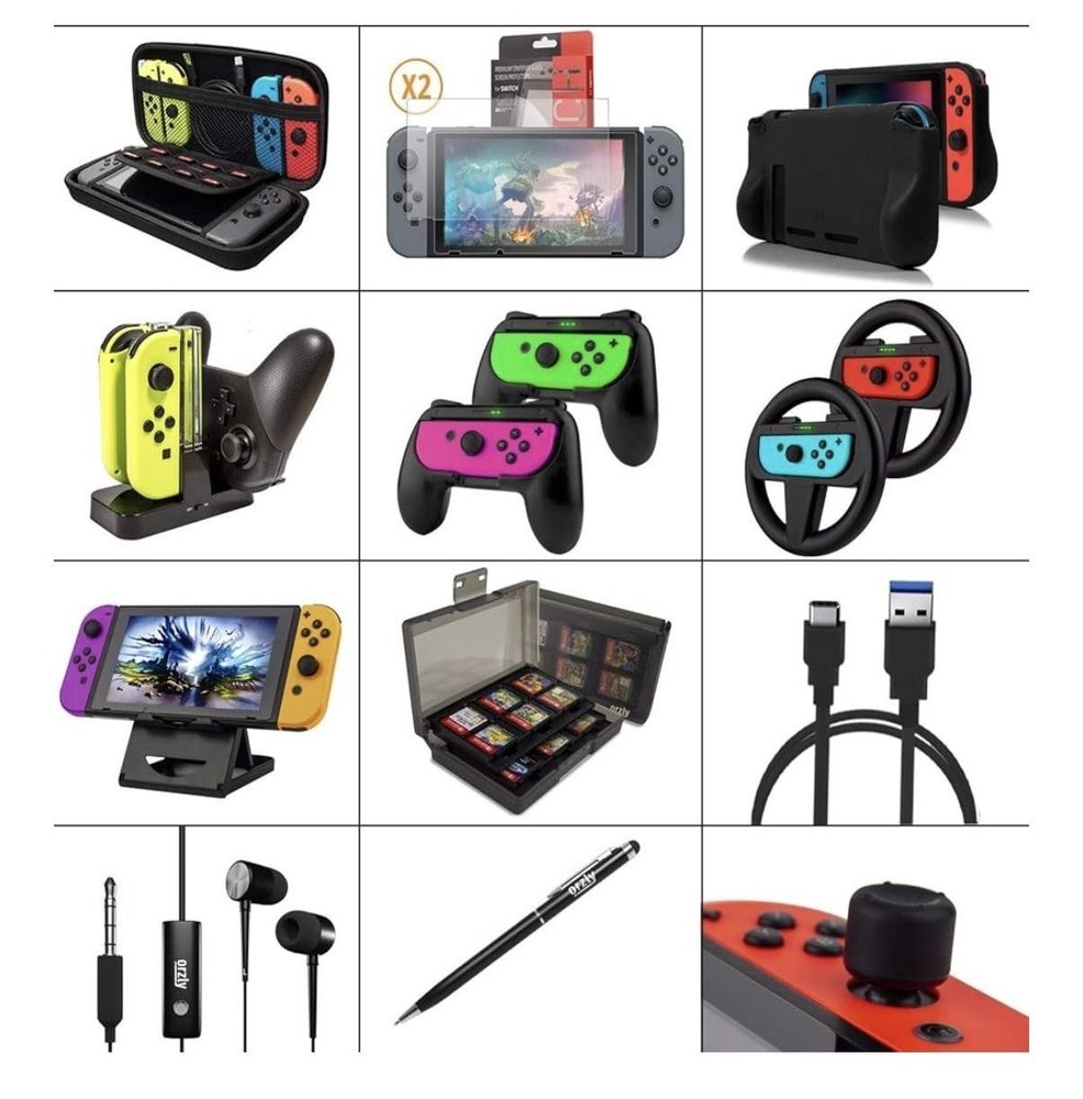 Orzly Ultimate Geek Pack Accessory Bundle For Switch Switch OLED Black