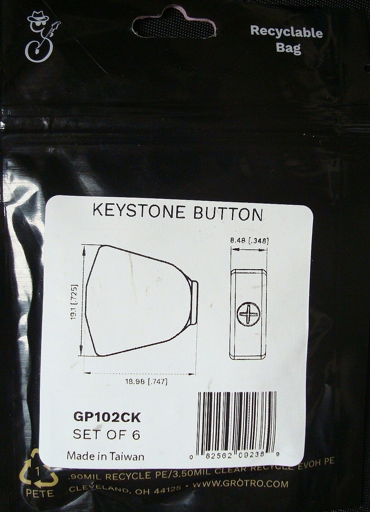 GP102CK Genuine Grover Replacement Keystone Buttons, Chrome