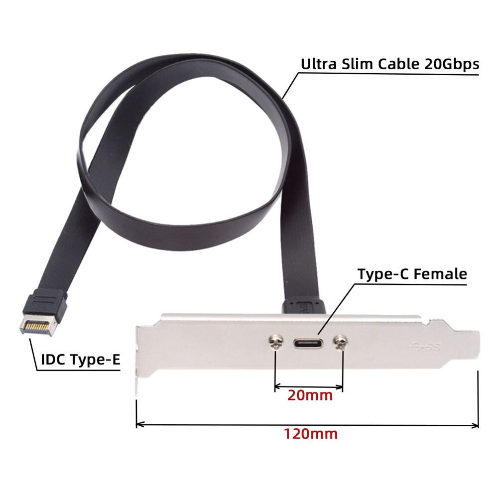 CY 20Gbps USB 3.2 Type-E IDC 20Pin Front Panel Header to USB-C Female Cable