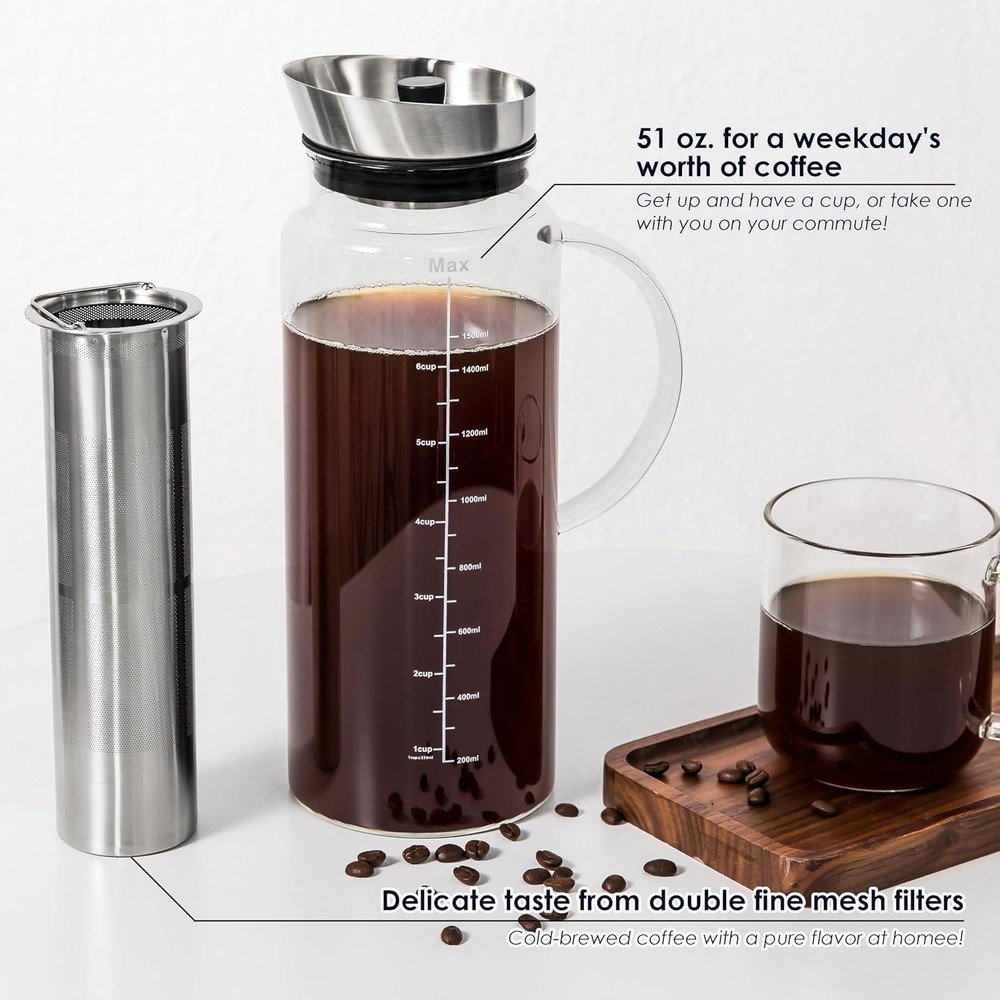 51oz Cold Brew and Iced Tea Infuser - Durable Borosilicate Glass