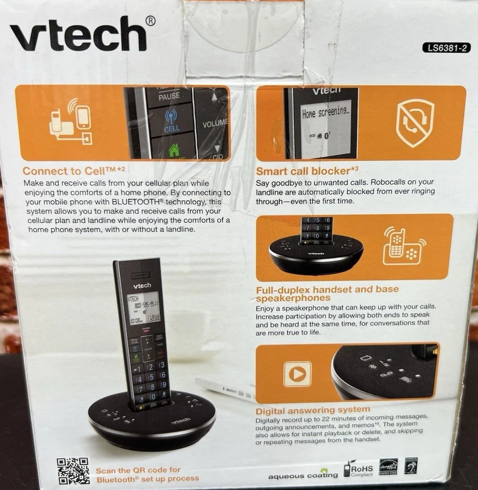 VTech LS6381-2 Bluetooth Speaker w/ Handset, Answering System, Black