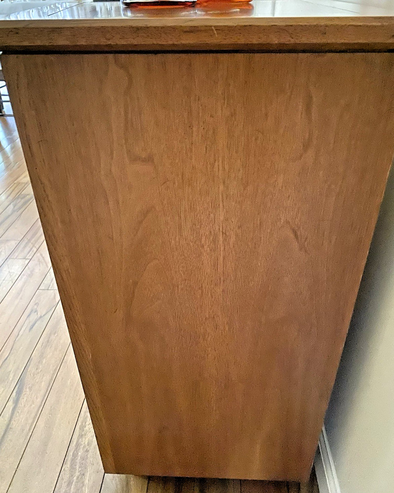 DREXEL Heritage Mid-Century ModernWalnut Italian Stone Sideboard Credenza Buffet
