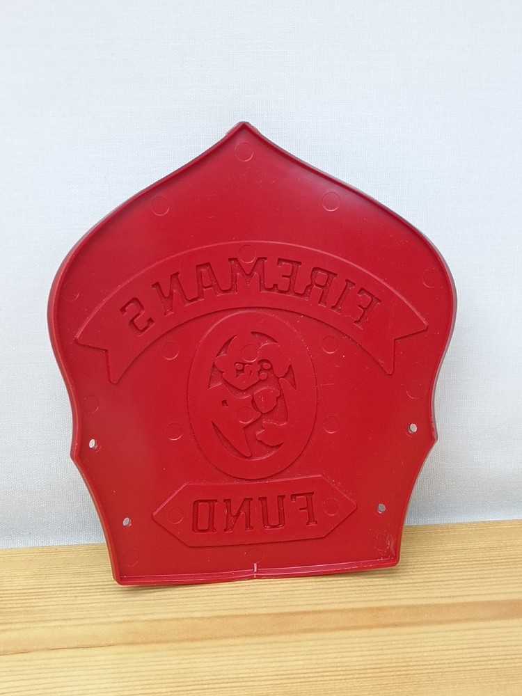 Vintage Fireman's Fund Plastic Helmet Shield Plaque