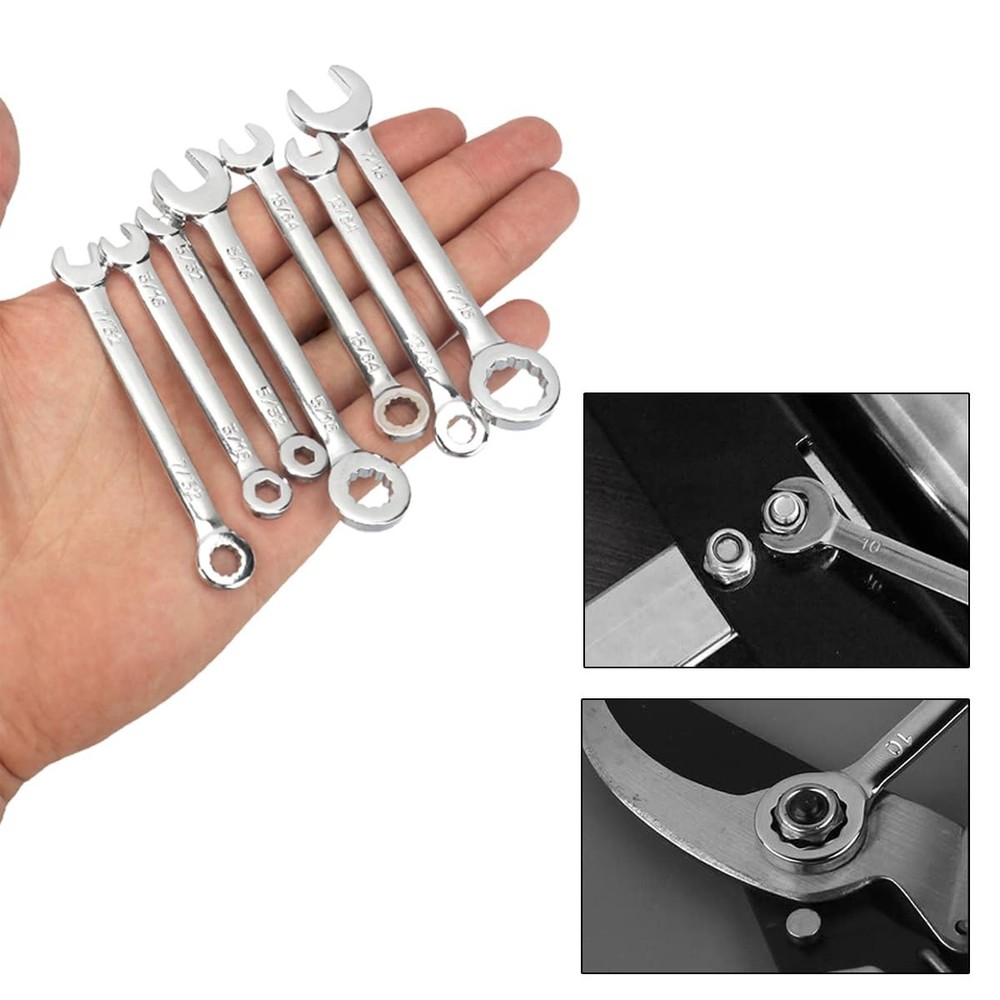 Mini Wrench Set Open End Combination Small Set, Silver