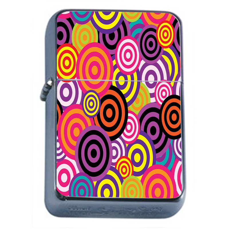 Retro Circles Em2 Flip Top Oil Lighter Wind Resistant
