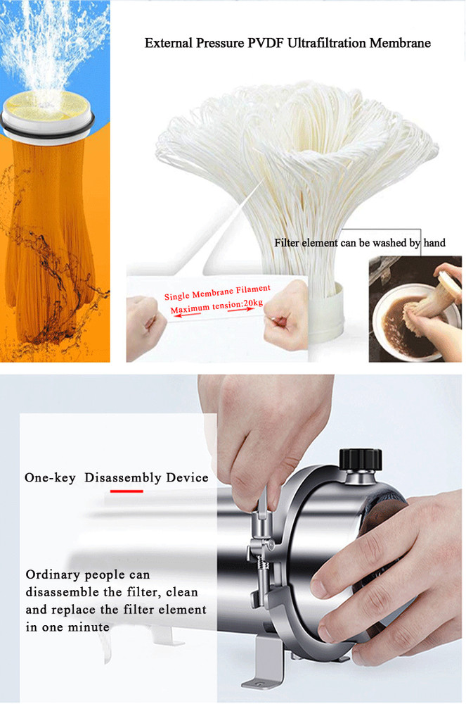 1000L/h 304 Stainless Steel Water Purifier Pvdf Ultrafiltration Membrane Filter