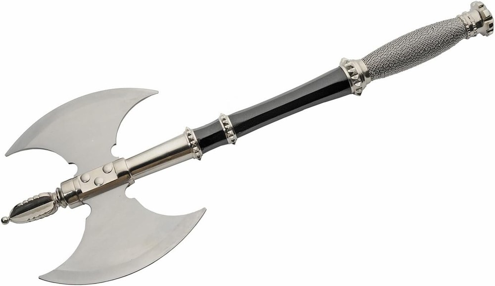 Double Bit Squire Axe With Display Plaque, Wire Wrapped Handle, 21”