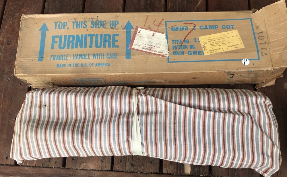 Vintage Telescope Aluminum Folding Camp Cot 75x27”