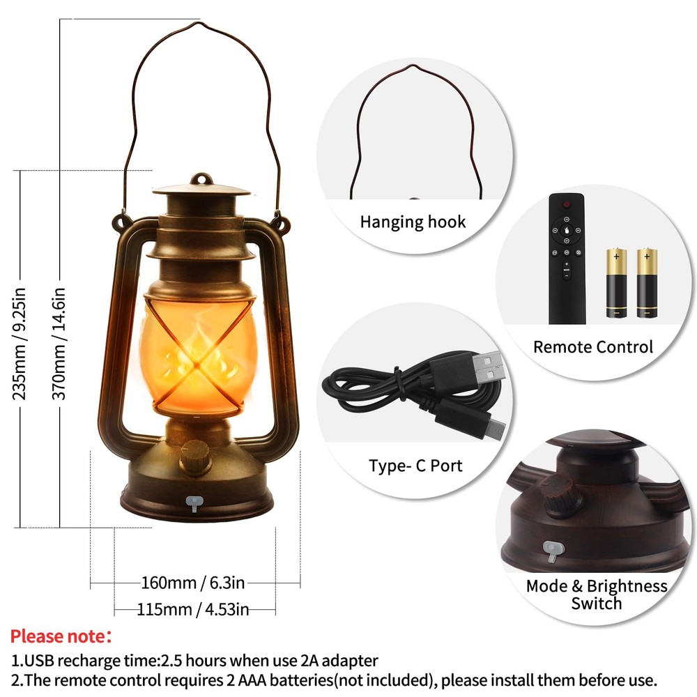 Wondrastical 2 Pack Bronze Vintage 4 Modes Light LED
