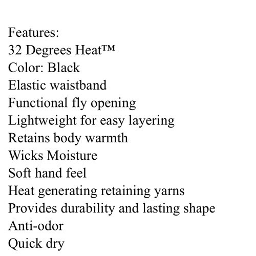 2 Men's 32 Degrees Heat Stretch Quick-Dry Soft Base Layer Pants 2 Pack Small
