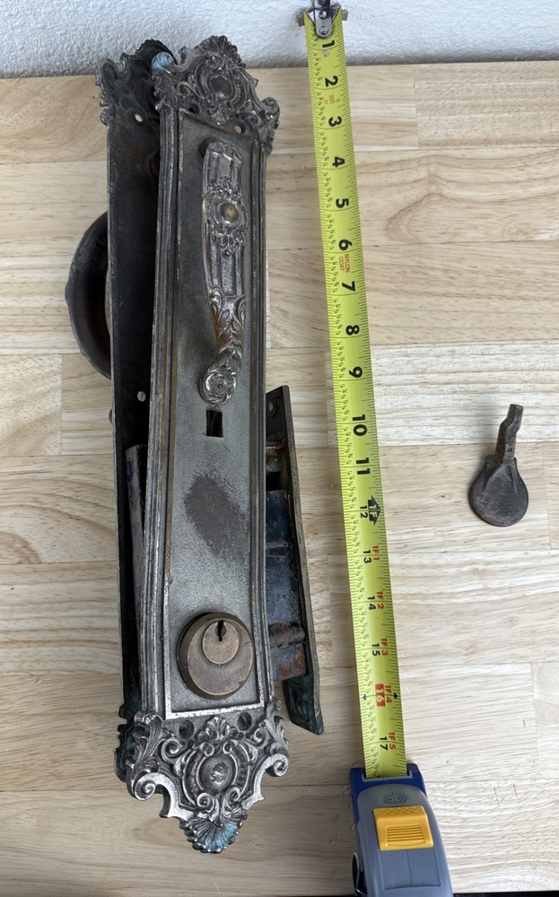 Antique Ornate Entry Way Door Pulls Set Handles, Hardware Salvage - Needs Work