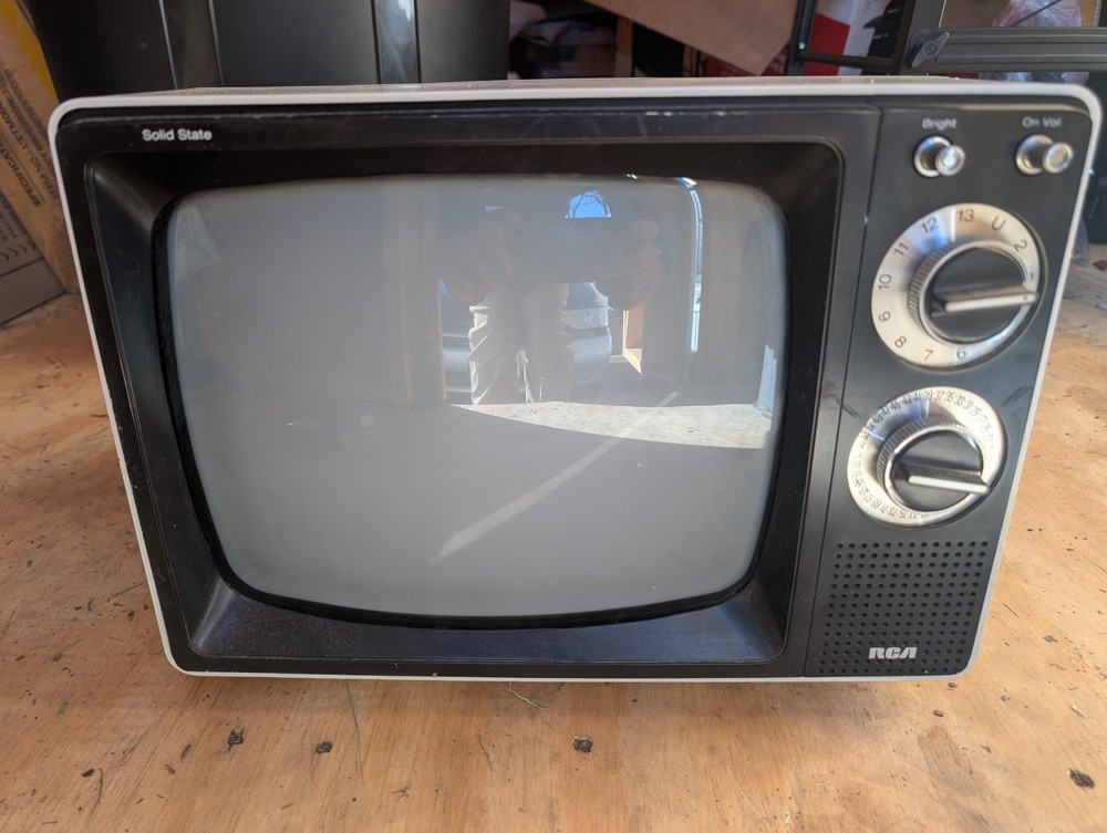 Vintage RCA Solid State Television White B and W 1983 Prop Untested As is Rare